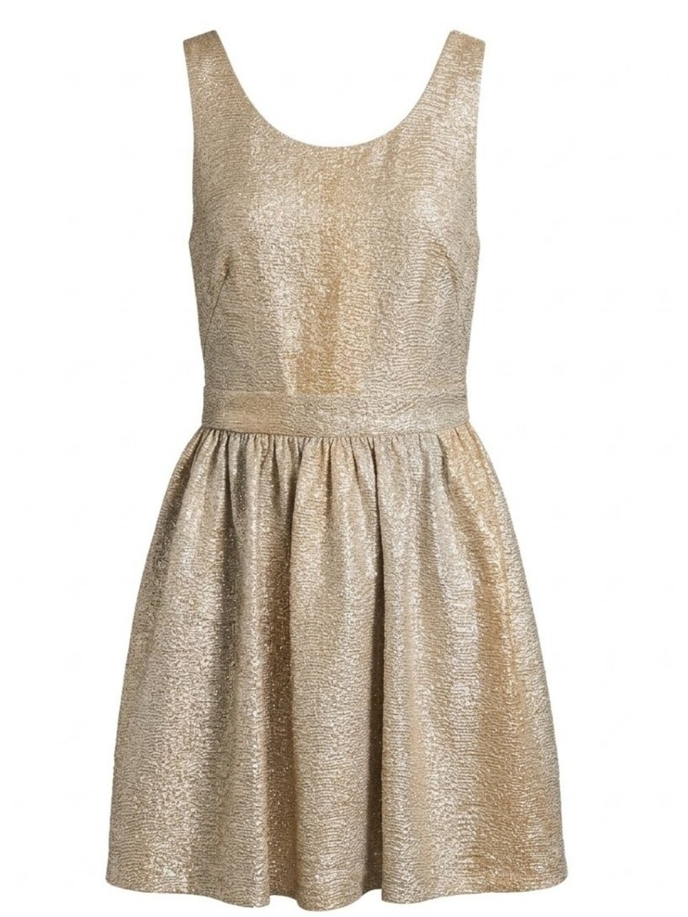 HAILEY LOGAN BY ADRIANNA PAPELL METALLIC GOLD MINI DRESS